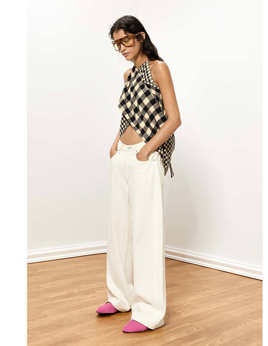 Contrast shirt with vichy squares