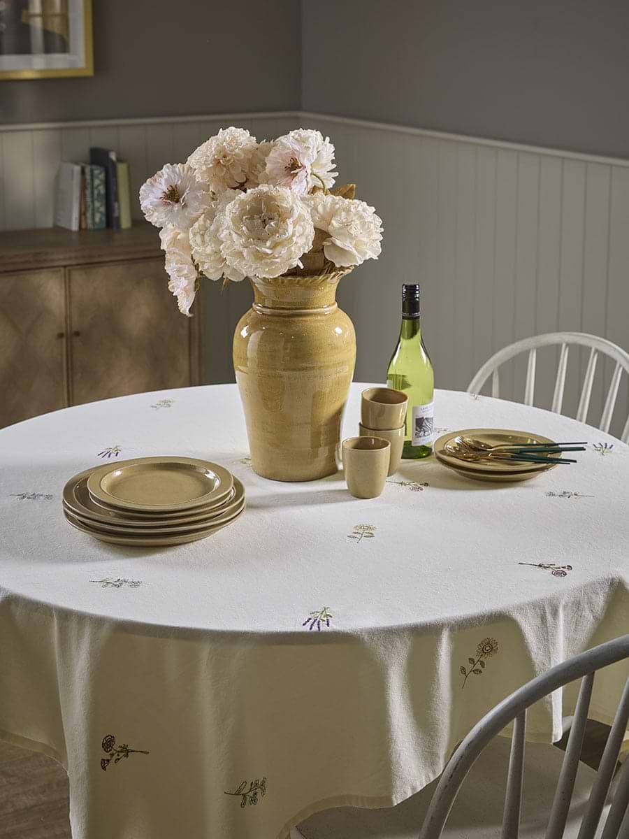 Floral Embroidered Table Cloth