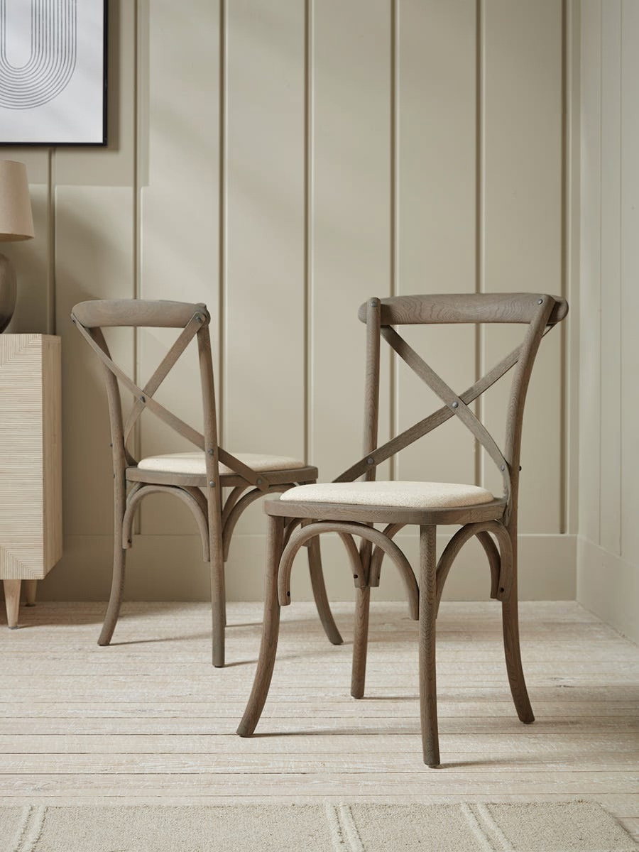 Oak Cross Back Dining Chair - Set of 2