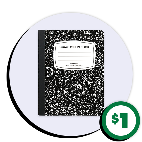 $1 Black Marble Composition Books