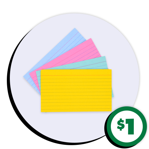$1 Colored Ruled Index Cards, 150-ct.