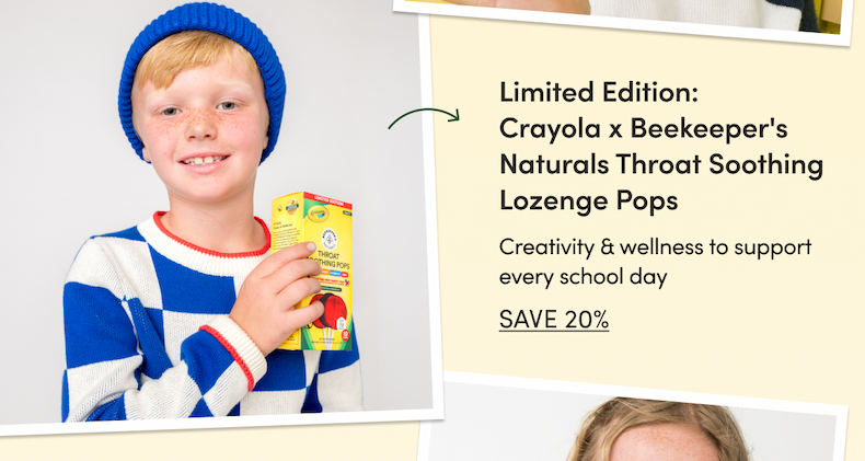 Limited Edition: Crayola x BKN Throat Soothing Lozenge Pops Creativity & wellness to support every school day CTA: SAVE 20%  