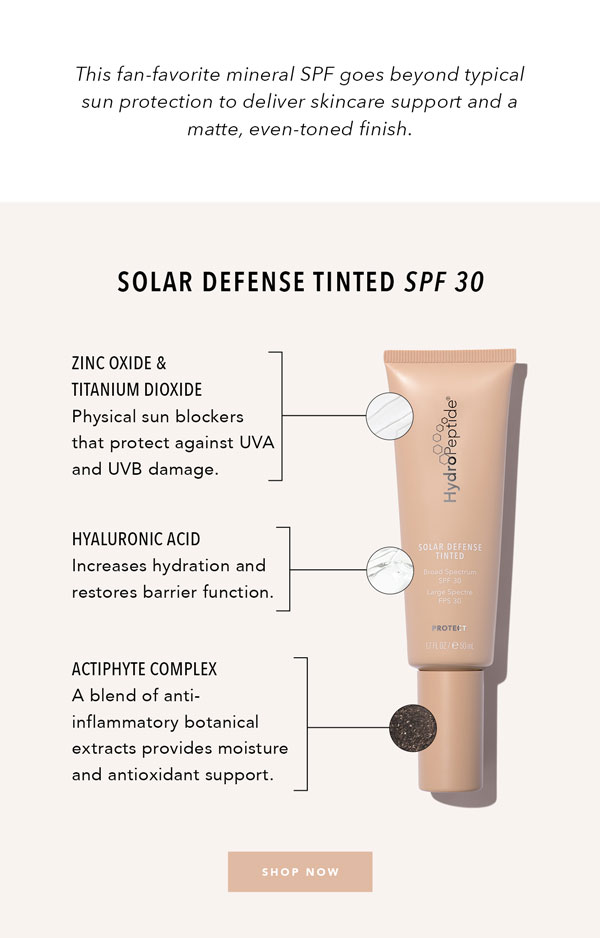 Solar Defense Tinted SPF 30 ingredient highlights