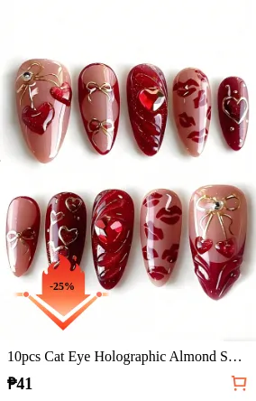 10pcs Cat Eye Holographic Almond...