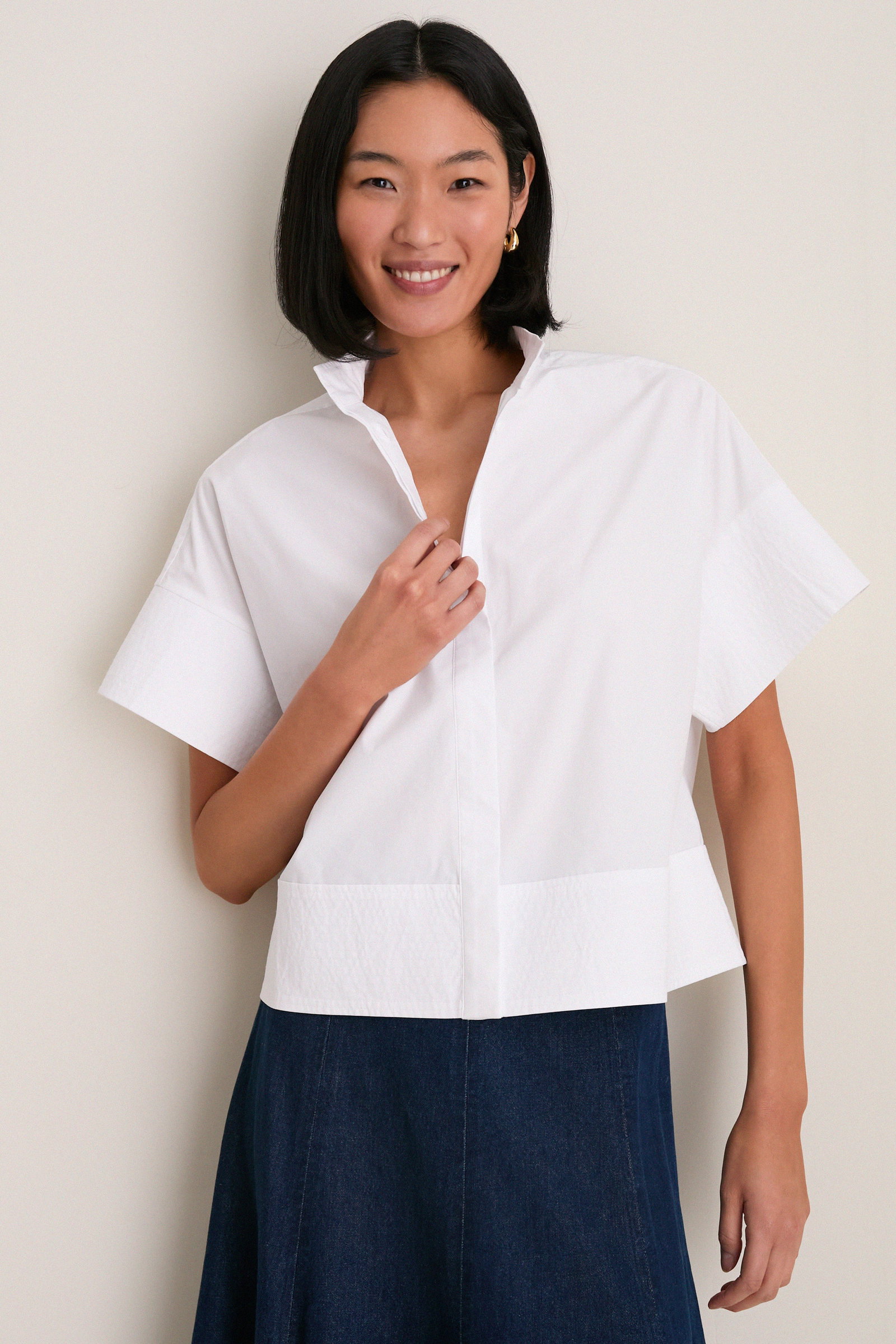Image of White Trapunto Stitch Sofia Shirt