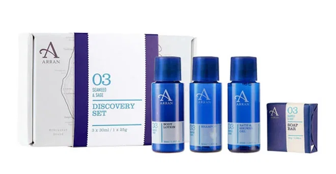 A mini shower gel and soap discovery gift set