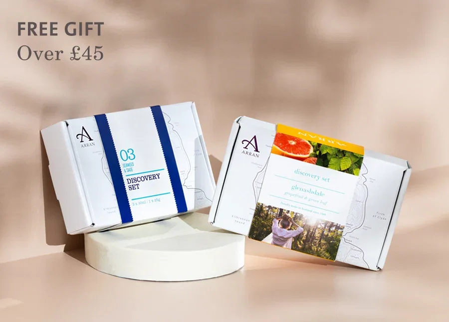 Two small gift sets with little blue bottles