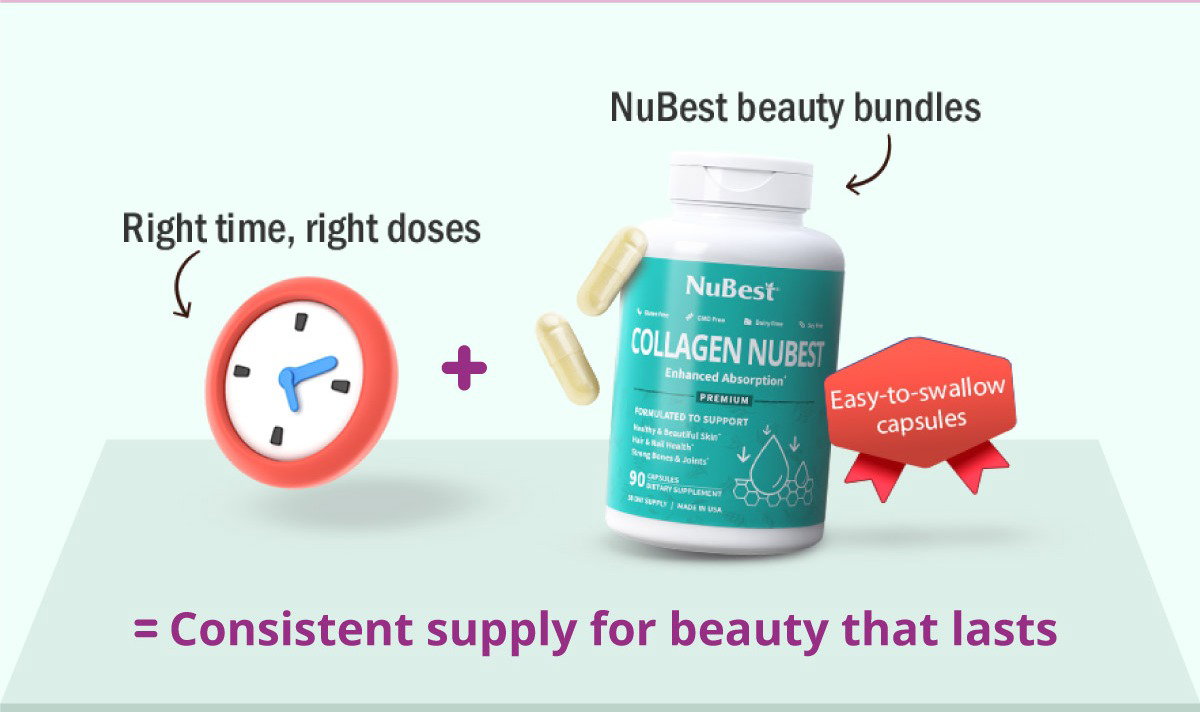  Here’s how to make that transformative magic happen. Healthy meals + NuBest formulas + Water = Radiance all day, every day. Right time, right doses + NuBest beauty bundles = Consistent supply for beauty that lasts. Stay active + NuBest Multi Collagen Peptides = Stay rejuvenated, your way. Adequate sleep + NuBest White = Pampering clear skin from the inside. SHOP NUBEST BEAUTY COLLECTION.