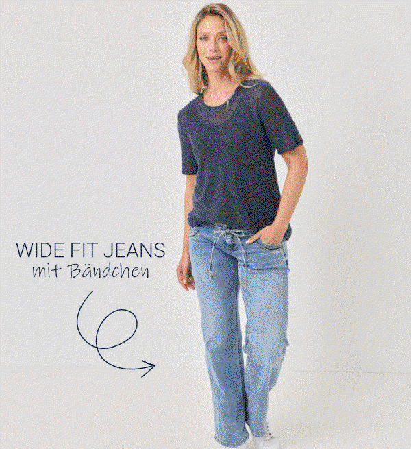 Jeans Wide Fit mit Gürtel-Bändchen