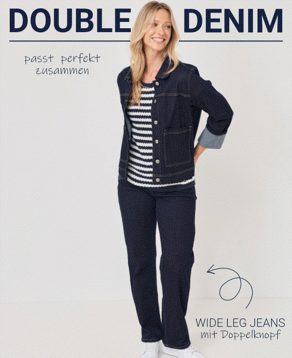 Wide Leg Jeans mit Doppelknopf