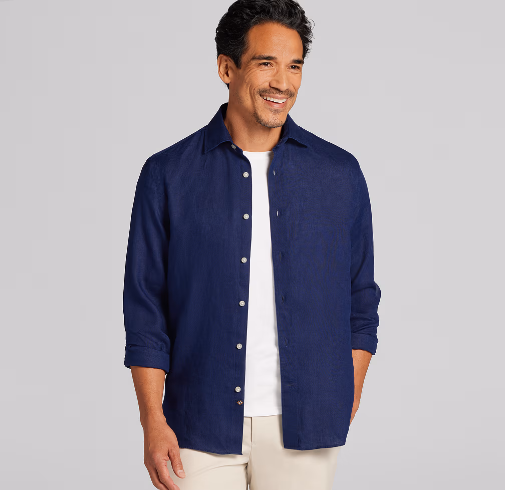 Joseph Abboud Modern Fit 100% Linen Button Up Shirt
