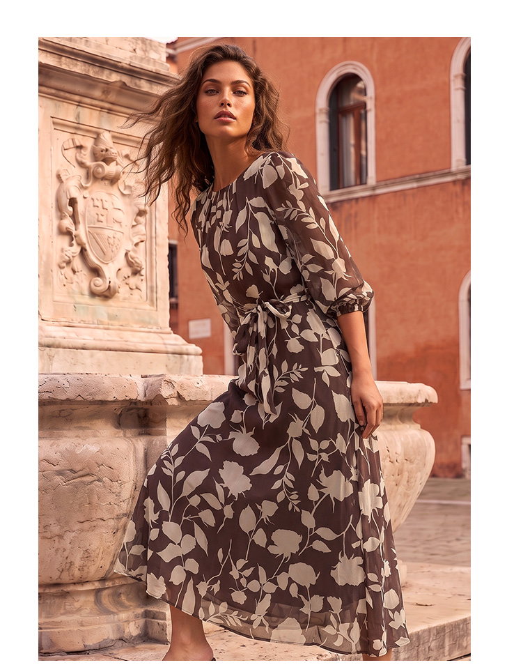 Floral Pleated Midi Dress
