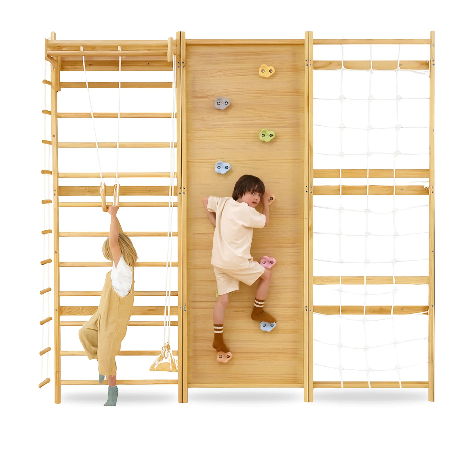 Image of Walnut Modular | Swedish Ladder Jungle Gym - Wall Mounted