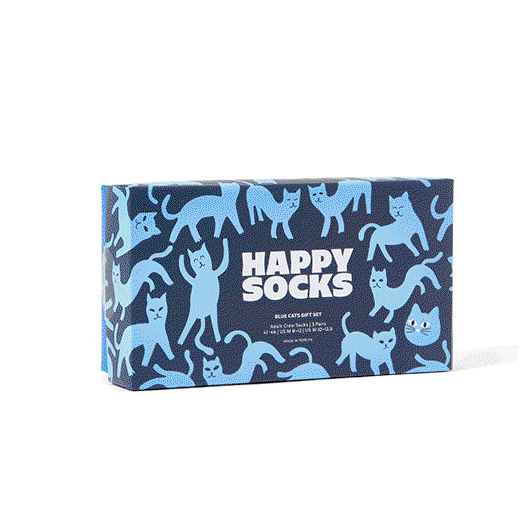 3-Pack Blue Cats Socks Gift Set