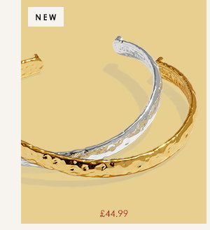 Bracelet Bar Hammered Bangle Set In Silver And Gold Plating