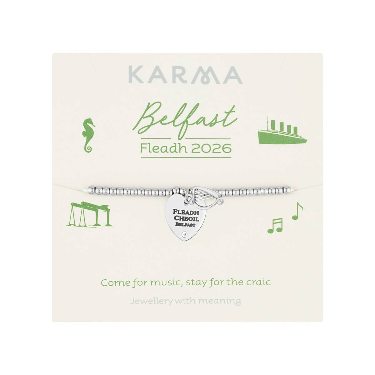 Karma Silver Stainless Steel Fleadh Heart Bracelet