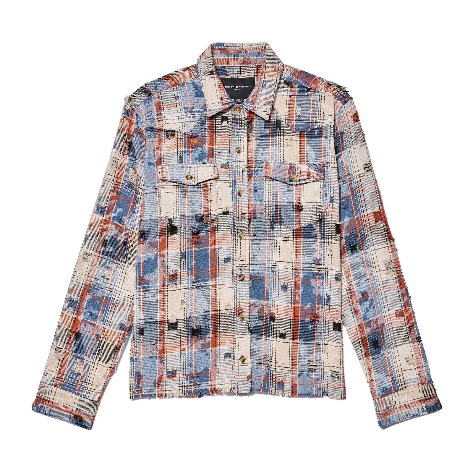 Image of Cult's L/S Vintage Embroidered Plaid Woven Shirt In Harvest Plaid