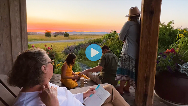 Family enjoying a Montana sunset