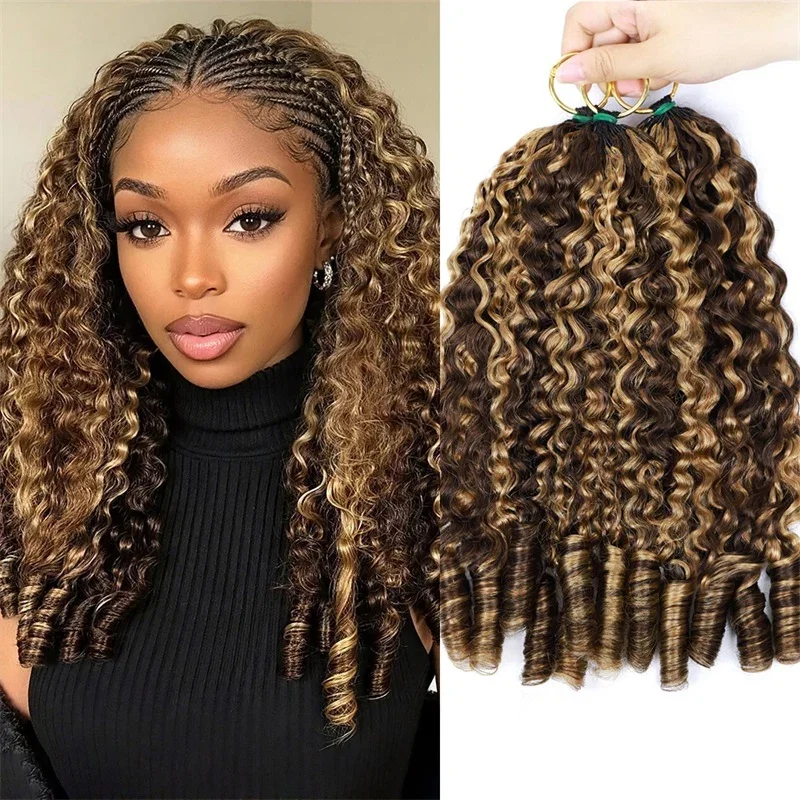 Highlight P4/27 Burmese Curly Feather Crochet Human Hair for Braiding Pre-Separated 100% Virgin Human Hair