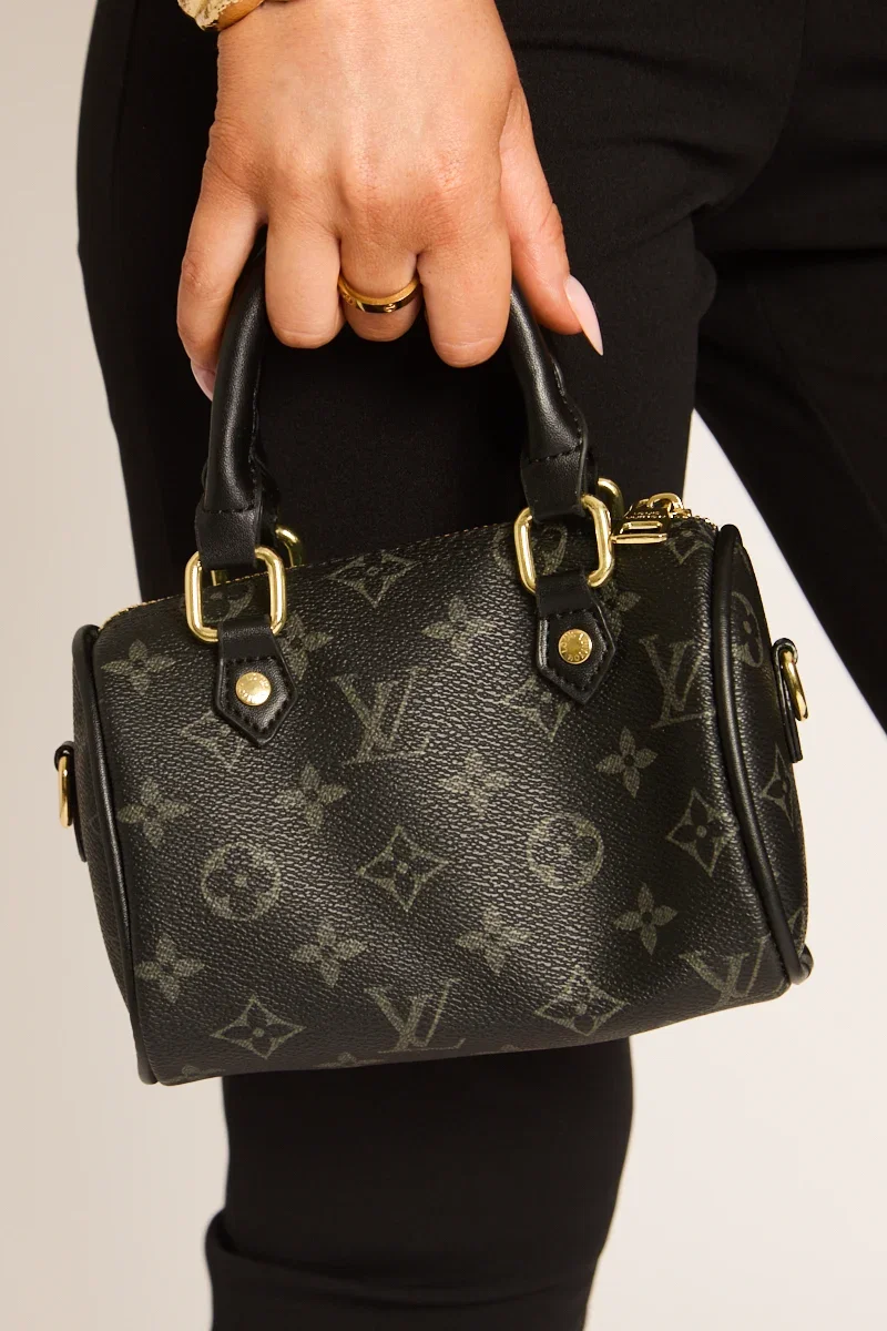 Image of Black Monogram Top Handle Mini Bag - Nelson