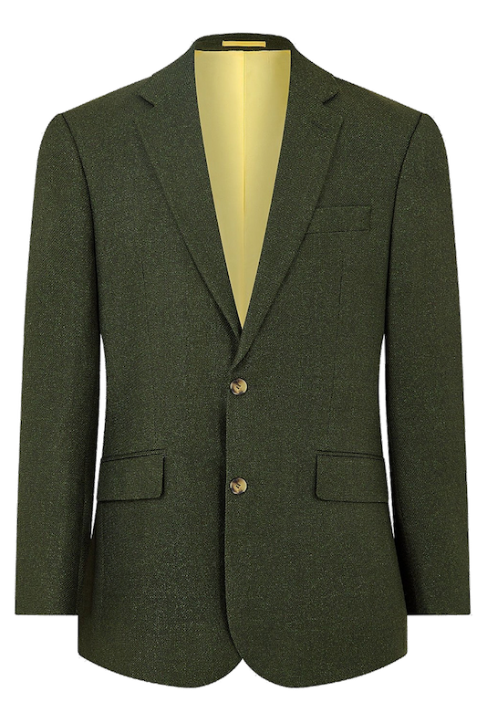 Dark Green Wool and Linen Textured Jacket