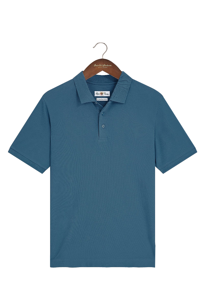 Mid Blue Cotton Polo Shirt