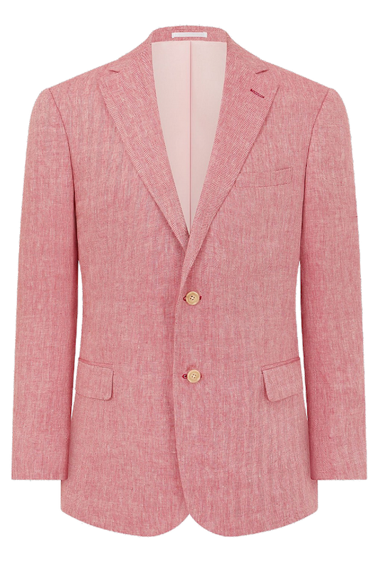 Raspberry Herringbone Linen Jacket