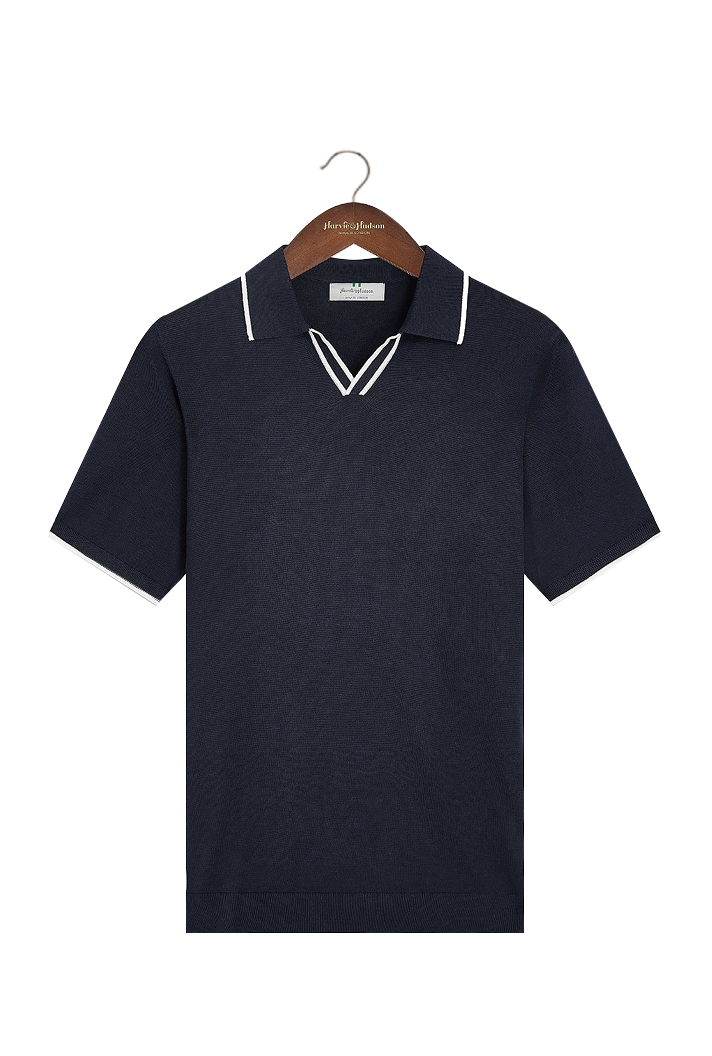 Navy With White Tipping Cotton Polo