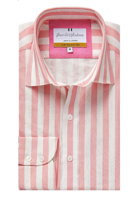 Pink and White Stripe Linen and Cotton Shirt