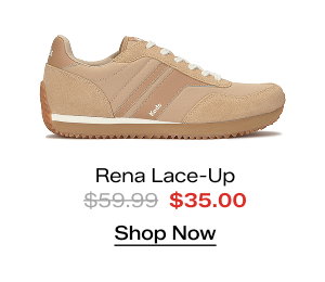 A side view of the Rena Nylon/Leather Lace-Up in Cuban sand/tan which was $59.99 and is now $35.00 for a limited time. Shop Now.