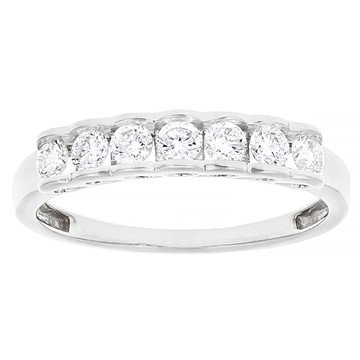 White Lab-Grown Diamond F-G SI Rhodium Over Sterling Silver Band Ring 0.45ctw