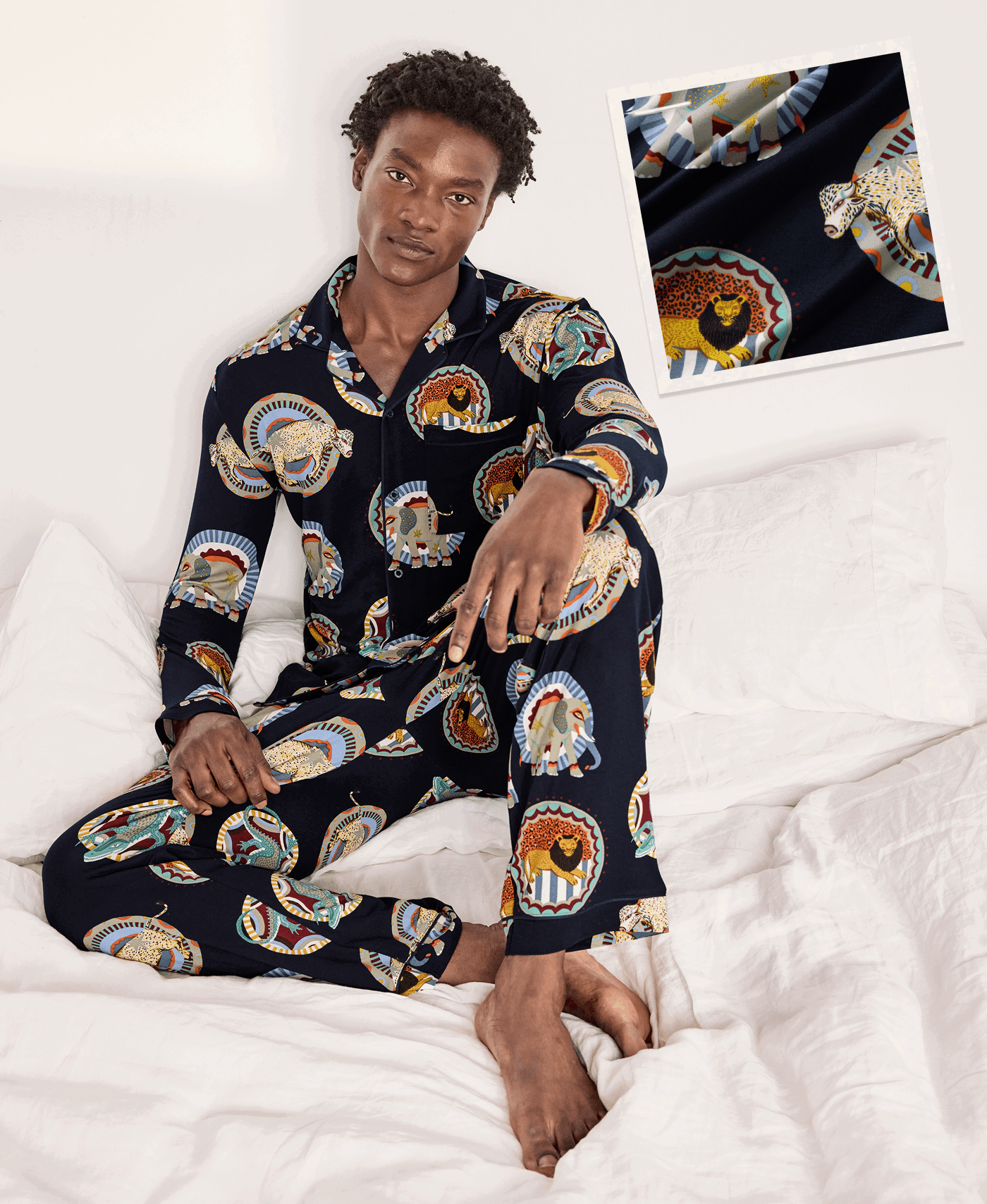 Safari Animal Plate Print Long Pyjama Set