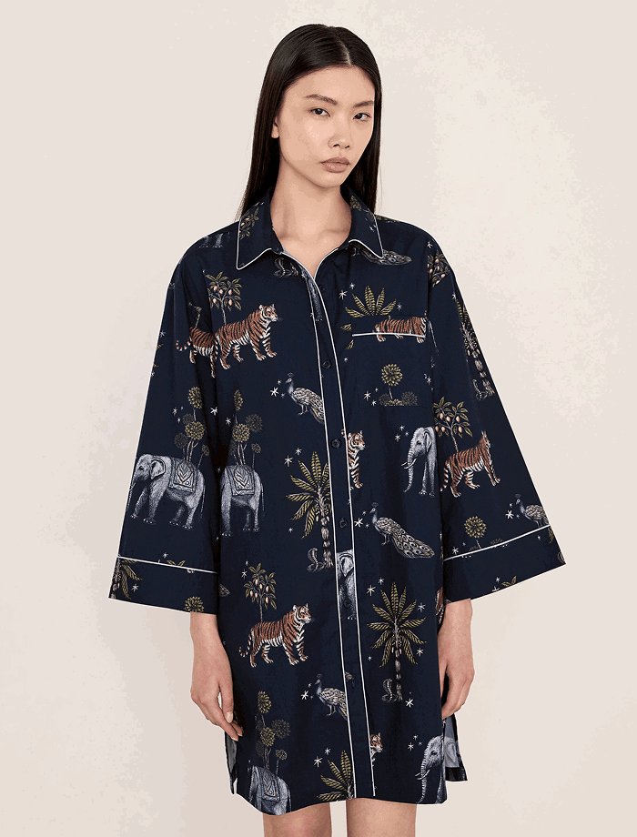 Organic Cotton Twilight Safari Print Nightshirt