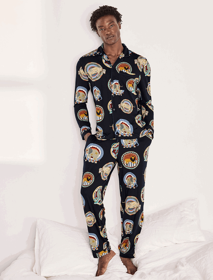 Safari Animal Plate Print Long Pyjama Set