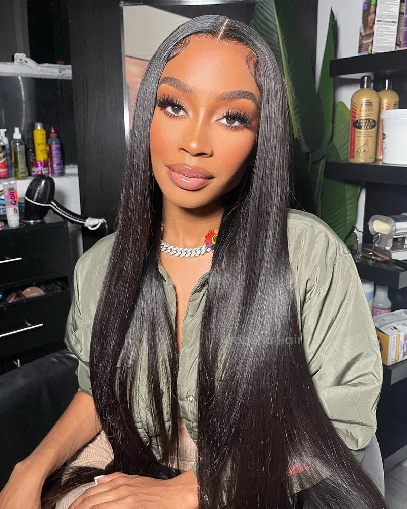 24" = $154 | 13x4 Lace Silky Straight Wig Pre-cut Lace Natural Black Beginner Friendly