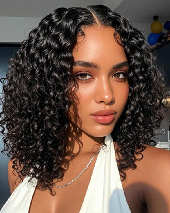 Arabella $69 Final Deal Price 6x6 Lace Glueless Auburn Highlights on Black Hair/Natural Black Straight/Jerry Curly Bob Wig