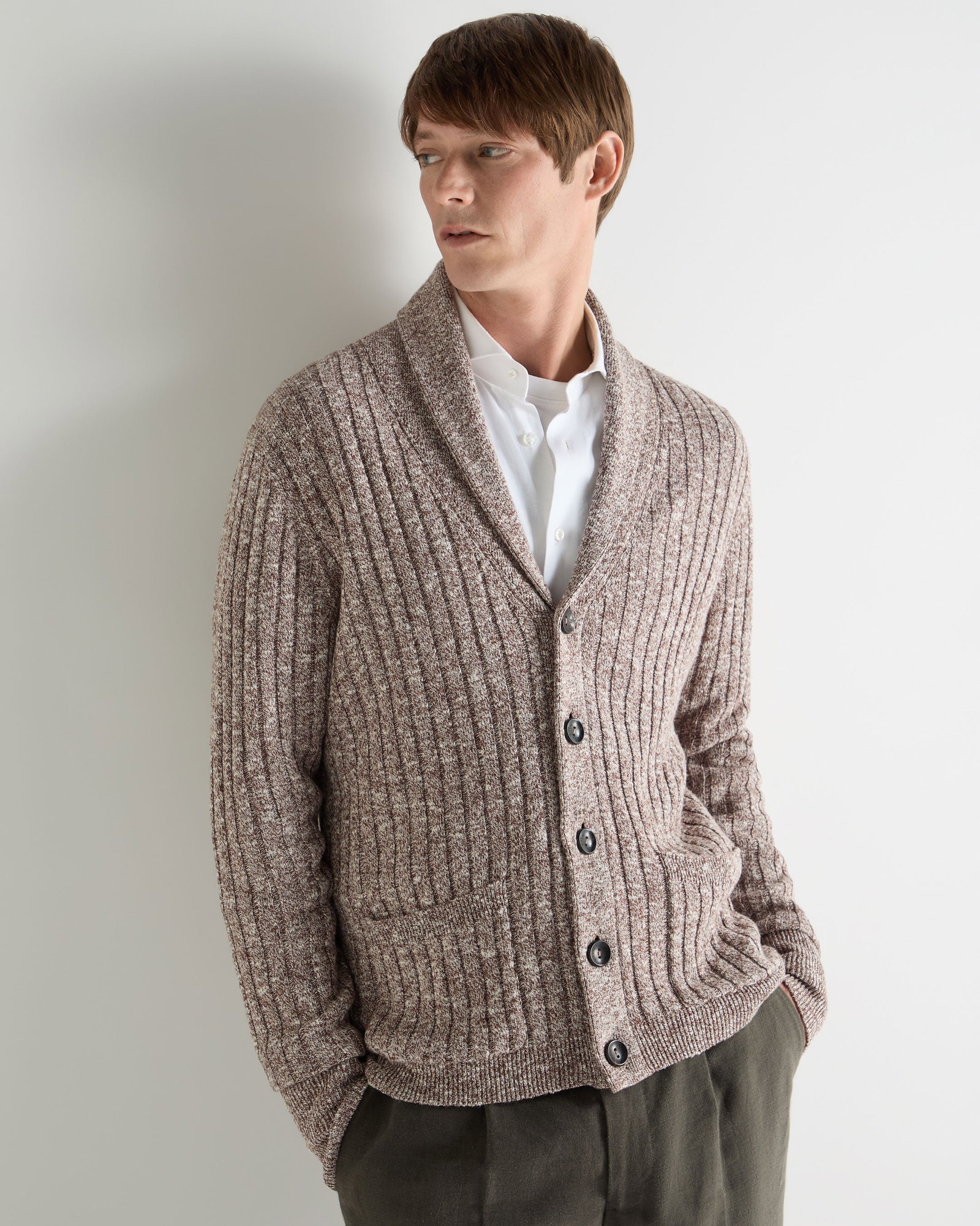 Men's Marl Shawl Cotton Blend Cardigan