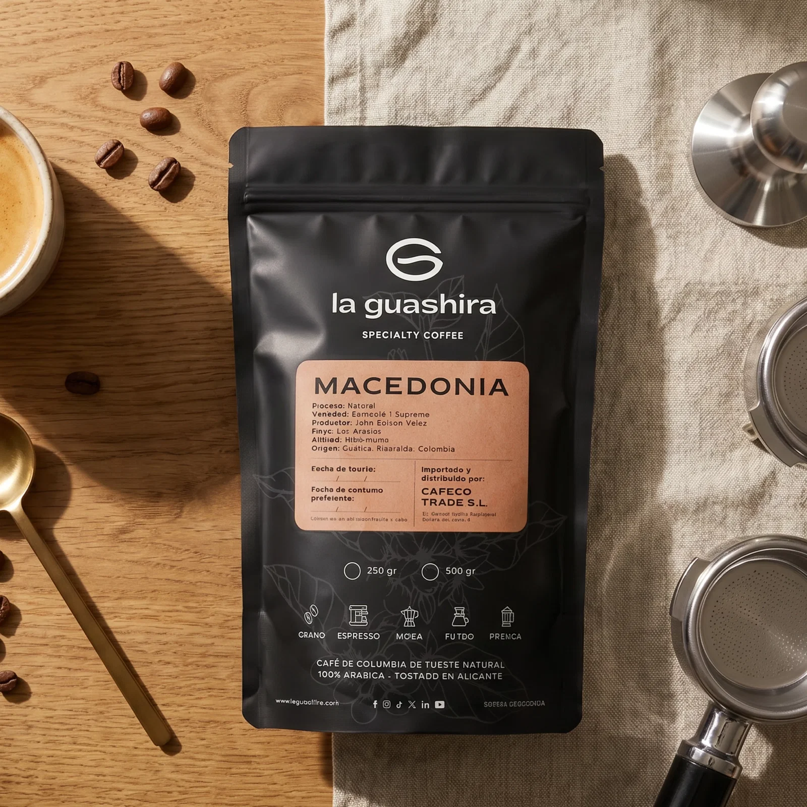 Café Macedonia, vista cenital del grano