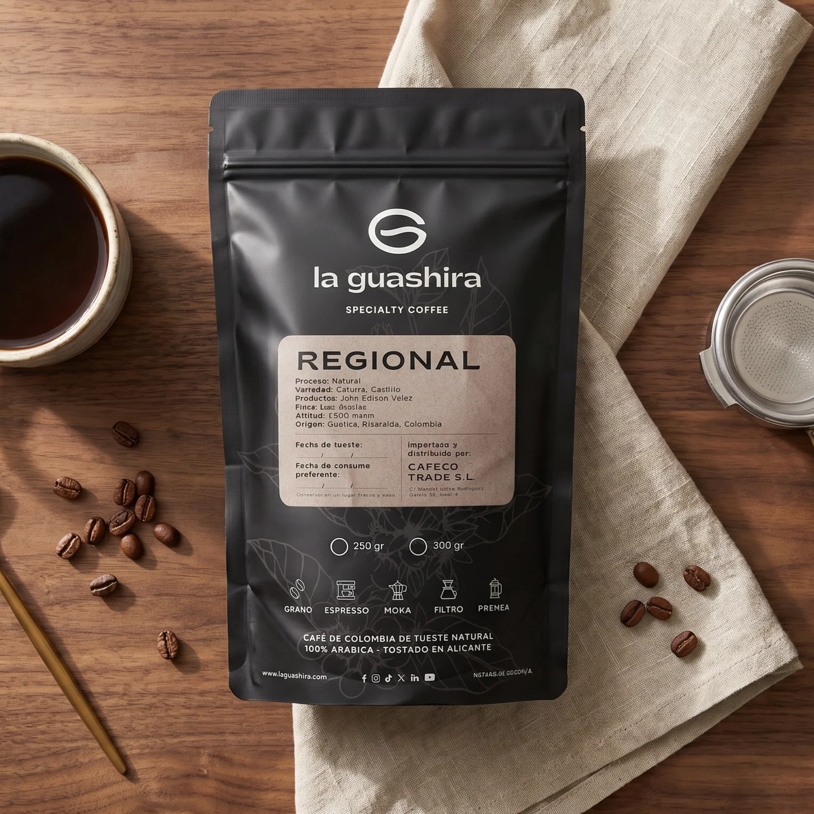 Café Regional, vista cenital del grano
