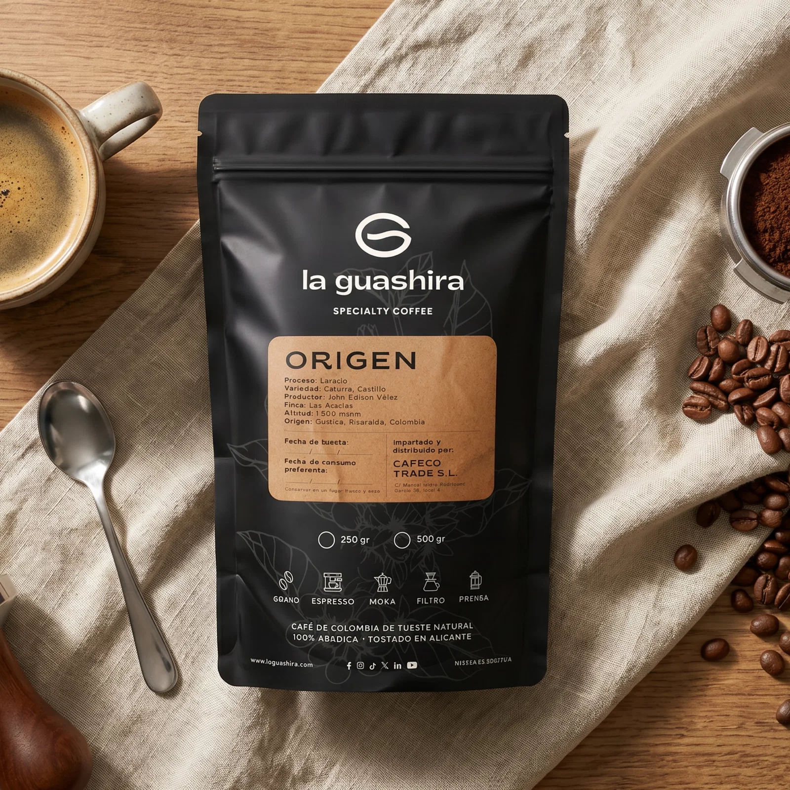 Café Origen, vista cenital del grano