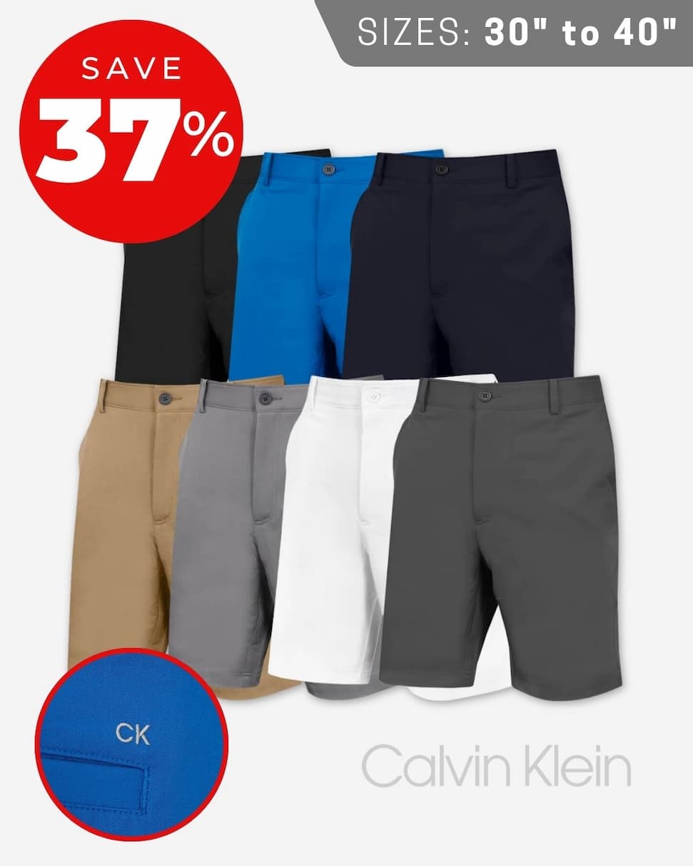 Calvin Klein Mens 2026 Micro Tech Lightweight Golf Shorts