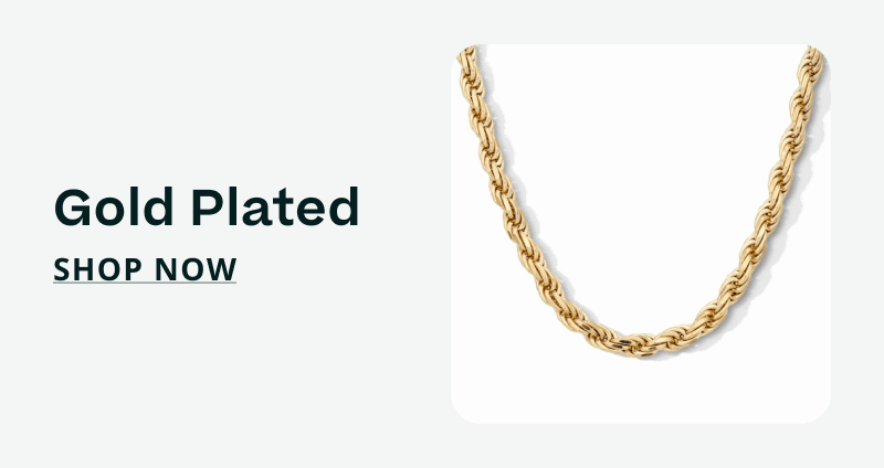 Gold colored rope necklace. Gold plated. Click here to shop now