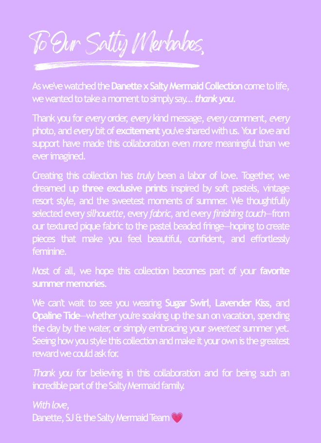 Thank you love letter to the salty mermaid community