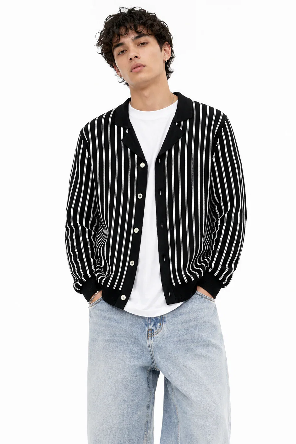 Image of Lightweight Striped Knit Cardigan