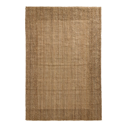 Blake Natural Basketweave Border Flatweave Jute Area Rug