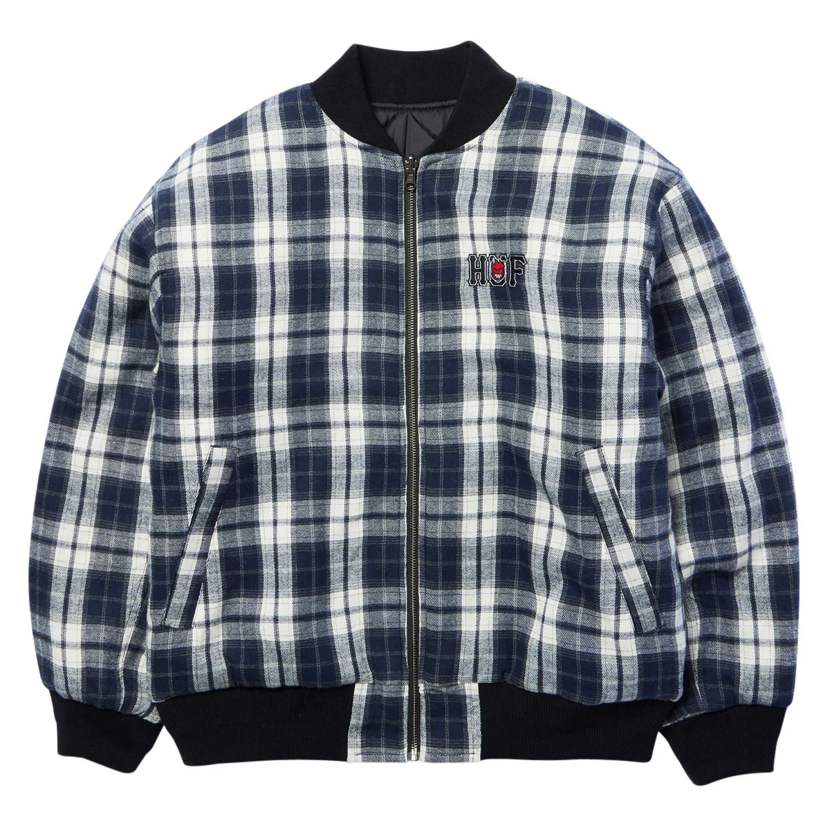 Image of HUF x Spitfire Reversible Plaid Jacket - Navy/Black