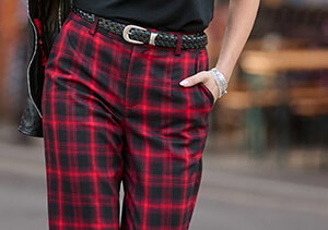 Checked Straight Leg Trouser