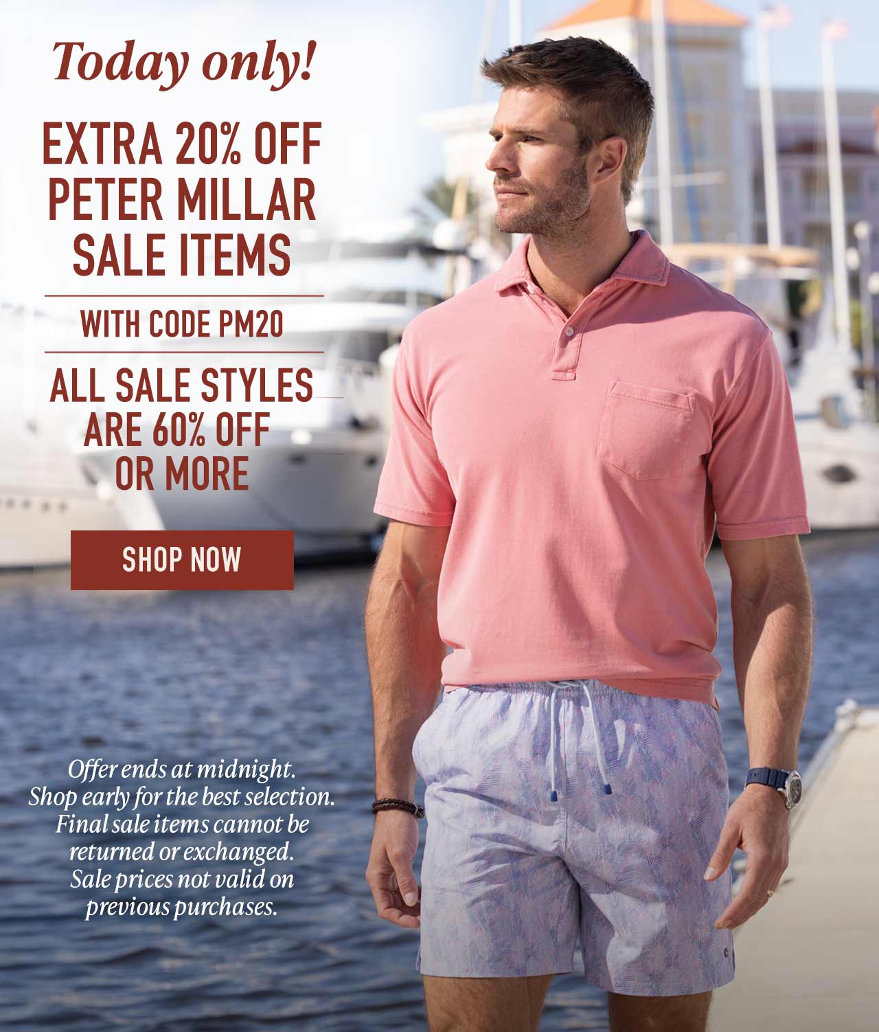 Today only — take an extra 20% off Peter Millar sale styles with code PM20 at checkout