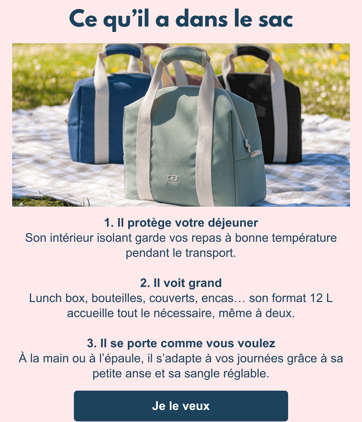 image avec visuel produit et 3 raisons pour l'adopter