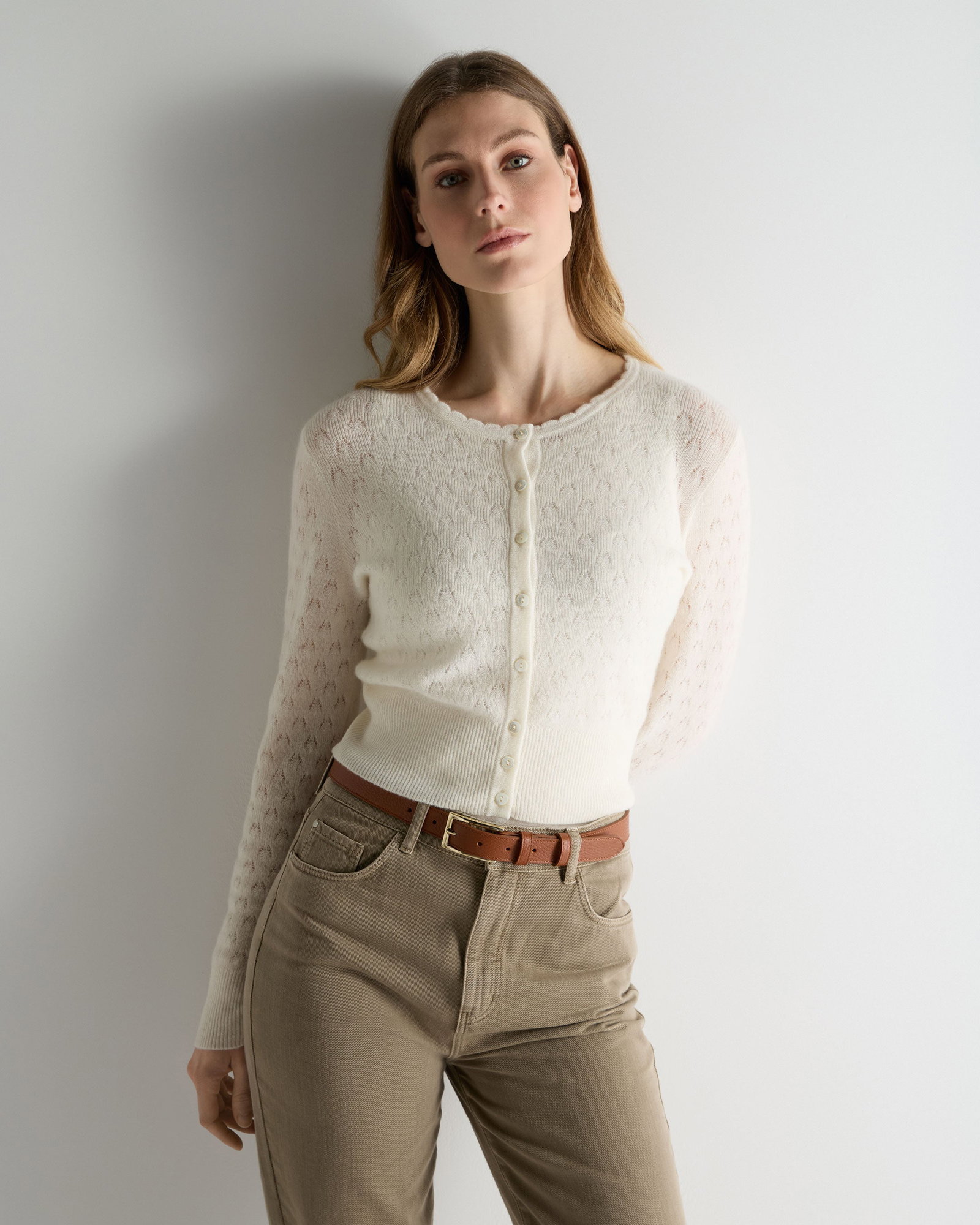 Women's Ivy Lace Stitch Cashmere Cardigan